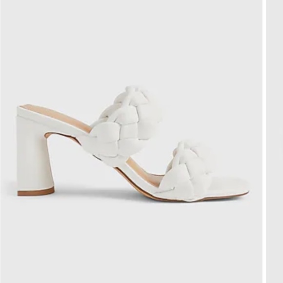 Express white Braided Double Band block Heeled Sandals - Picture 3 of 5